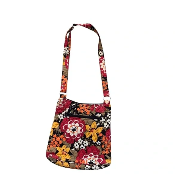 Vera Bradley Floral Quilted Crossbody Bag Purse Boho Fall Colors Cotton - Picture 6 of 9